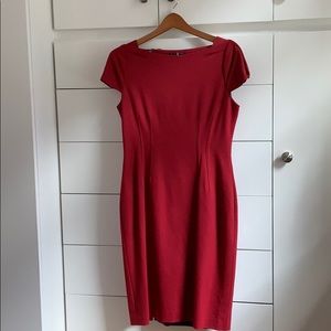 Eli Tahari deep red dress barely worn great detail